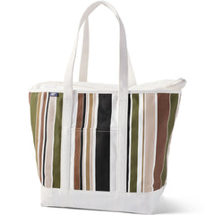 Extra Large Print 5 Pocket Zip Top Long Handle Canvas Tote Bag