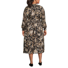 Women's Plus Size Lurex Shadow Stripe Midi Dress