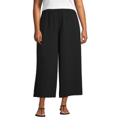 Women's Plus Size Creaseless High Rise Palazzo Crop Pants