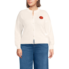 Women's Plus Size Cotton Embellished Cardigan Sweater