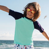 Boys Sunshade UPF 50 Chlorine Resistant Short Sleeve Crew Neck Rash Guard