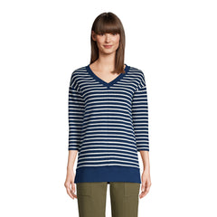 Women's 3/4 Sleeve Waffle Vneck Tunic