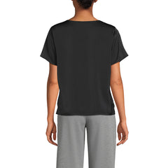 Women's Petite Charmeuse Short Sleeve Cowl Neck Top