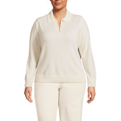 Women's Plus Size Cashmere Johnny Collar Sweater