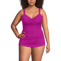 Women's Plus Size SlenderSuit V-Neck Skirted Low Leg One Piece