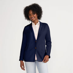 Women's Fine Gauge Cotton Button Front Blazer Sweater
