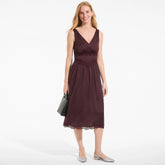 Women's Petite Satin Sleeveless Lace Detail Dress