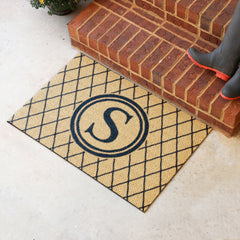 Matterly Neighburly Monogrammed Doormat Argyle