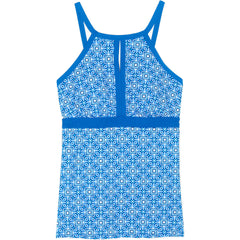 Women's Plus Size DDD-Cup Keyhole High Neck Modest Tankini Top Swimsuit Adjustable Straps Print