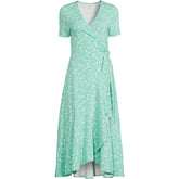 Women's Petite Cotton Modal Vneck Wrap Midi Dress