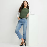 Women's Recover Denim High Rise Kick Flare Crop Jeans