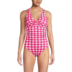 Women's Pique Knot Twist Halter One Piece