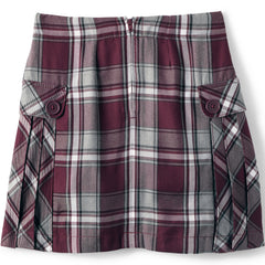 Girls Slim Above the Knee Plaid Side Pleat Skort