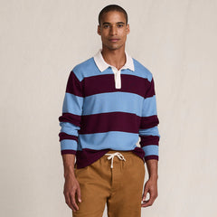 Men's Long Sleeve Cotton Rugby Sweater Polo