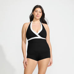 Women's Plus Size V-Neck Halter Tankini Top