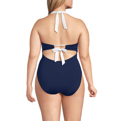 Women's Plus Size Halter Cut Out High Leg One Piece Swimsuit