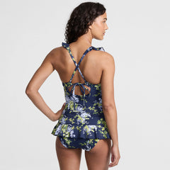 Women's Ruffle Midkini Top and High Waisted Bottom Swimsuit Set
