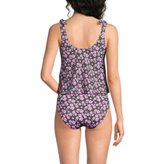 Women's D-Cup Tie Shoulder Flutter Tankini Top