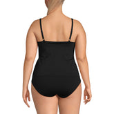 Women's Plus Size Scoop Neck One Piece Fauxkini Swimsuit