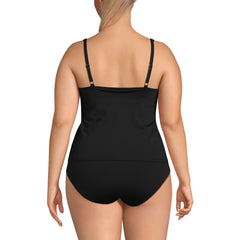 Women's Plus Size Scoop Neck One Piece Fauxkini Swimsuit