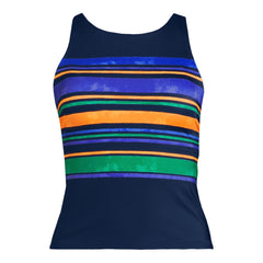 Women's Tugless High Neck Strappy Back Tankini Swimsuit Top