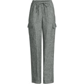 Women's High Rise Drawstring Linen Cargo Pants