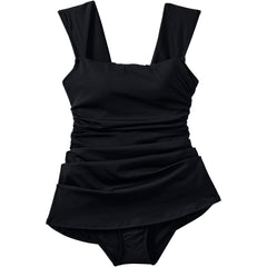 Women's Plus Size Smoothing Square Neck Ruched Swim Dress Swimsuit