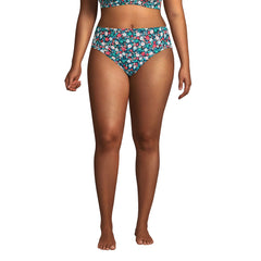 Women's Plus Size Chlorine Resistant Reversible Mid Waist Bikini Bottoms