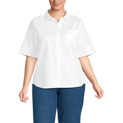 Women's Plus Size Cooling Elbow Sleeve Button Front Shirt