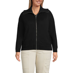 Women's Plus Cotton Modal Long Sleeve Zip Front Cardigan Sweater Jacket
