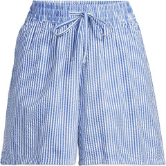 Women's Seersucker High Rise Pull On 7" Shorts