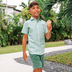 Boys Short Sleeve Poplin Camp Shirt
