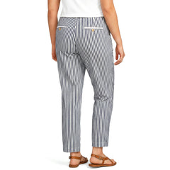 Women's Plus Size Mid Rise Classic Straight Leg Oxford Stripe Ankle Pants