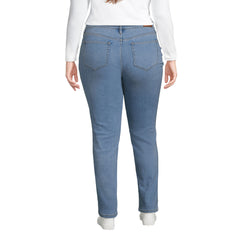 Women's Plus Size Mid Rise Straight Leg Blue Jeans