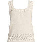 Women's Plus Size Pointelle Square Neck Tank Sweater