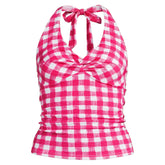 Women's Pique Knot Twist Halter Tankini Top