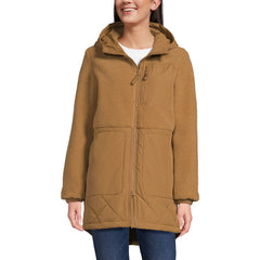 Women's Petite Sherpa Fleece Quilted Mixed Media Parka
