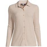 Women's Long Sleeve Wide Rib Button Front Polo