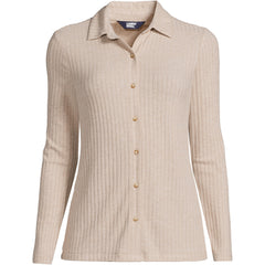 Women's Long Sleeve Wide Rib Button Front Polo