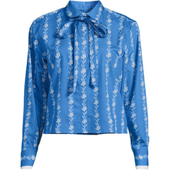 Women's Carefree Cotton Shirt with Removable Bow