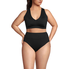 Women's Plus Size V-Neck Bikini and High Waisted Bottom Swimsuit Set