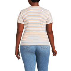 Women's Plus Size Short Sleeve Crew Neck Micro Rib Mini Tee