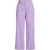 Women's Petite High Rise Patch Pocket Wide Leg Chino Crop Pants