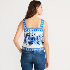 Women's Poplin Square Neck Tank Top