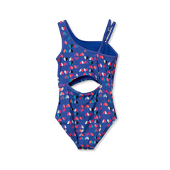 Girls Chlorine Resistant Asymmetrical One Piece Swimsuit