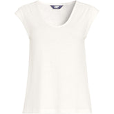 Women's Linen Blend Cap Sleeve Gathered Shoulder Tee