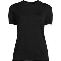 Women's Plus Cotton Modal Short Sleeve Jewel Neck Pullover Sweater