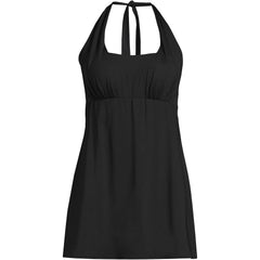 Women's D-Cup Chlorine Resistant Square Neck Halter Swim Dress One Piece Swimsuit