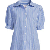 Women's Seersucker Peter Pan Collar Shirt