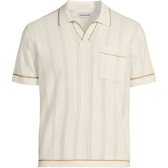 Men's Short Sleeve Textured Tipped Sweater Polo